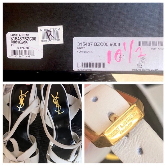 YSL SAINT LAURENT White Tribute Platform Sandals size 41 ( fits 10- 10,5) - Picture 8 of 16